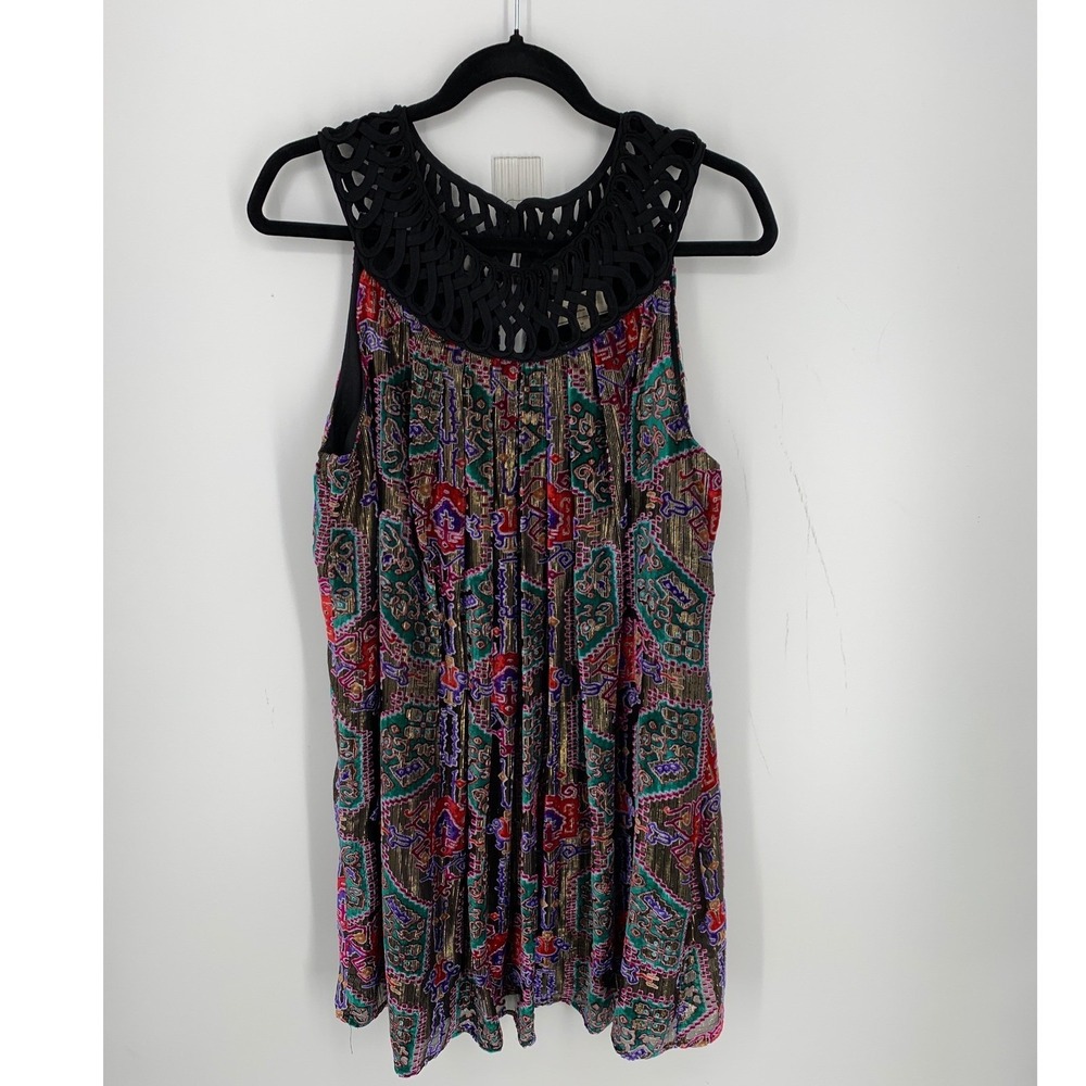 Moulinette Soeurs Silk Blend Metallic Tapestry Velvet Braided Swing Tunic